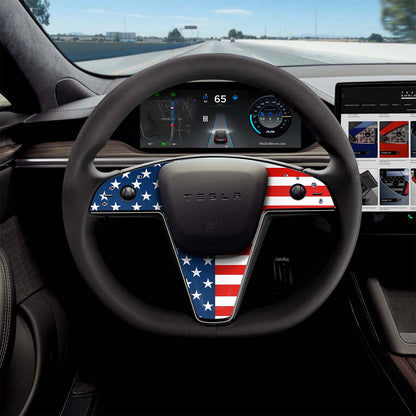 American Flag Tesla Steering Wheel Trim Decal Kit (3pcs) | Model X ’21-26