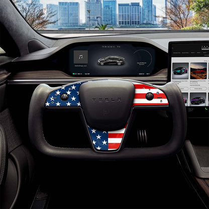 American Flag Tesla Steering Wheel Trim Decal Kit (3pcs) | Model S ’21-26