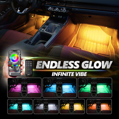 AURA PRO LED Interior Ambient Lighting Kit (4 x 12 Inch or 6 x 12-Inch) - Bluetooth Enabled APP Full Color Spectrum