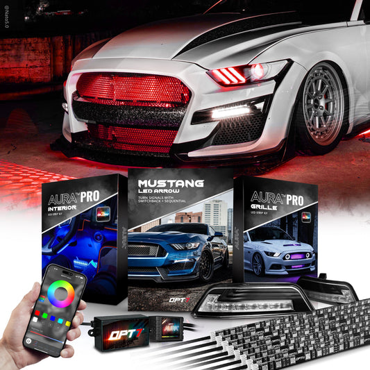 AURA PRO 15-17 Mustang: Arrow Turn + Interior + Grille w- Bluetooth APP and Remote Controlled