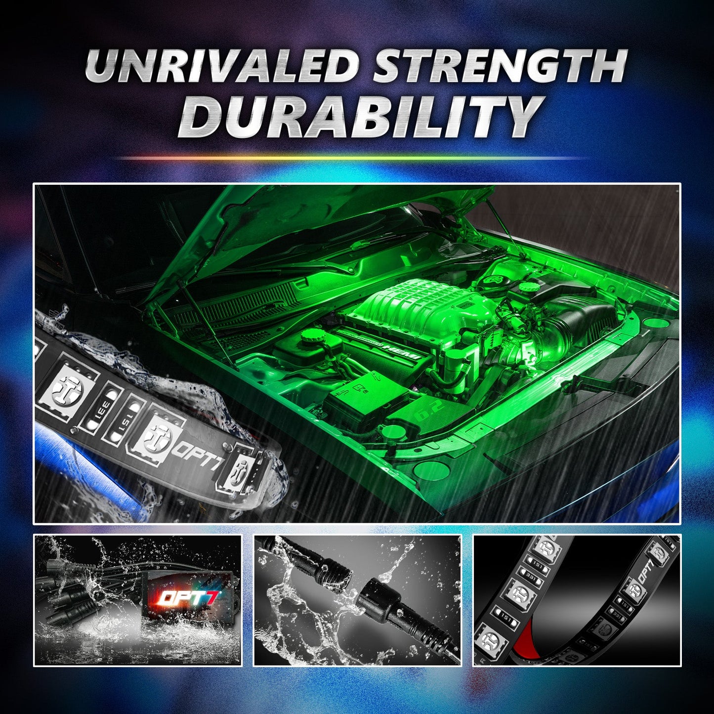 AURA PRO Engine Bay LED Lighting Kit ( 4 x 12-Inch or 4 x 24-Inch)  - Bluetooth Enabled APP Full Color Spectrum