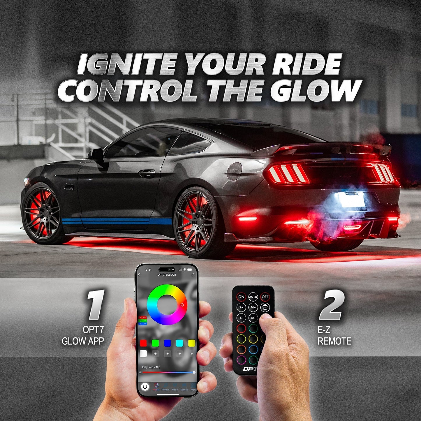 AURA PRO LED Triple Bundle for Dodge Challenger 08-23 ( Halo + Interior + Underglow ) - Bluetooth APP and Remote Controlled