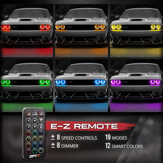 AURA Remote Control Day Time Running Light DRL Halo RGB for Dodge Challenger 08-23 - Install Friendly