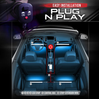 AURA LED Double Row Interior Ambient Lighting Kit - Remote Control Full Color Spectrum