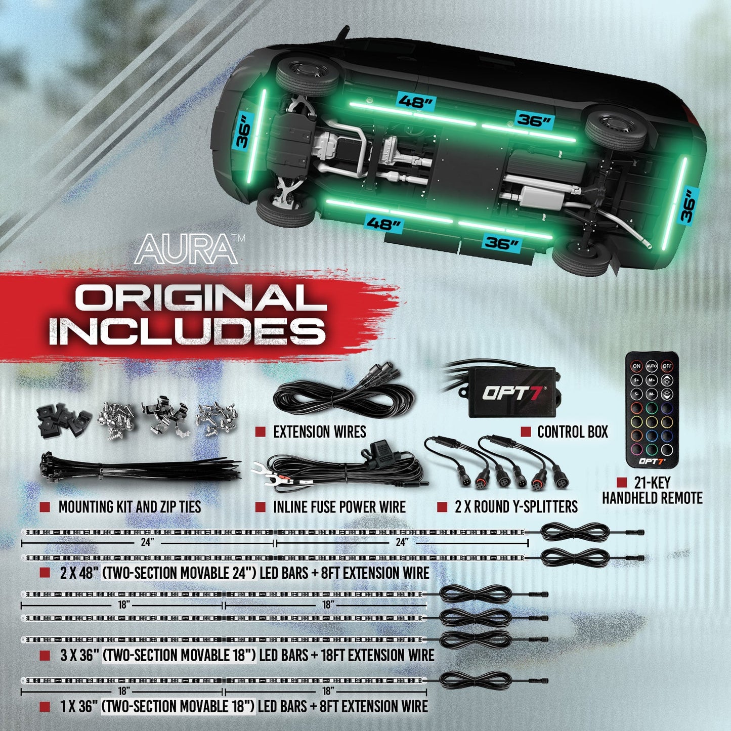 AURA Class B & B+ RV Camper LED Aluminum Underglow Lighting Kit - Wireless Remote Control Full Color Spectrum