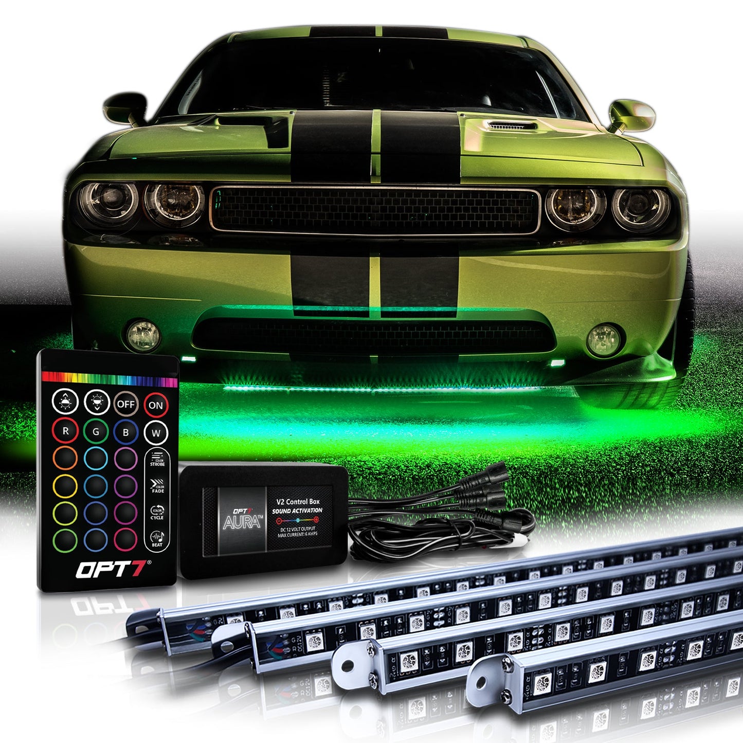AURA Car LED Aluminum Underglow Lighting Kit - Wireless Remote Control Full Color Spectrum