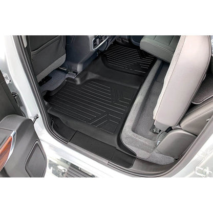SmartCoverage™ Custom Fit Floor Liners For 2019-2025 Chevrolet Silverado 1500 Crew Cab With 1st Row Bench Seat (OTH Coverage) and Carpeted Flooring with the 2nd Row Underseat Storage