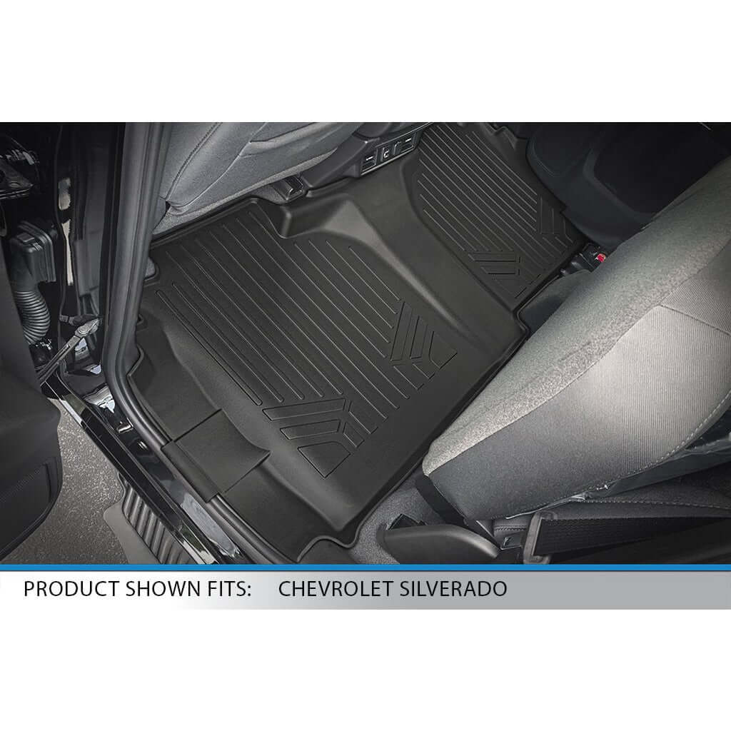 SMARTLINER Custom Fit Floor Liners For 2019-2024 GMC Sierra 1500 Double Cab with Carpet Flooring and 1st Row Bench Seat without OTH coverage (without 2nd Row Under Seat Storage)