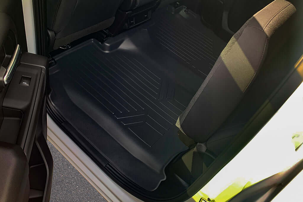 SmartCoverage™ Custom Fit Floor Liners For 2019-2025 Chevrolet Silverado 1500 Crew Cab With 1st Row Bench Seat (with OTH Coverage) and Carpet Flooring without the 2nd Row Underseat Storage