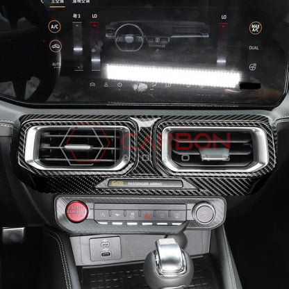 Real Carbon Fiber Center Dashboard A/C Vent Trim Overlays for 2024+ Ford Mustang