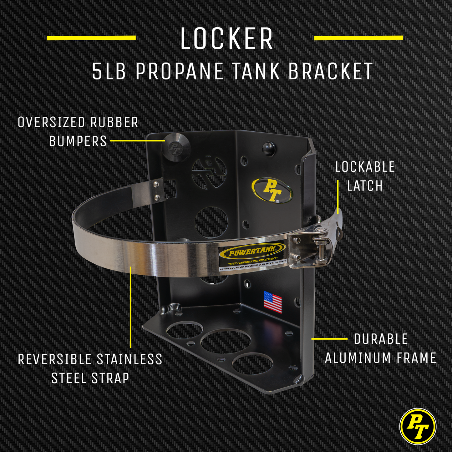 Teton LOCKER Propane Tank Bracket for 5 lb LP Bottle 8 in Diameter