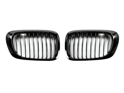 AutoTecknic Glazing Black Front Grille Set - BMW E46 3-Series Coupe Pre-Facelift | M3