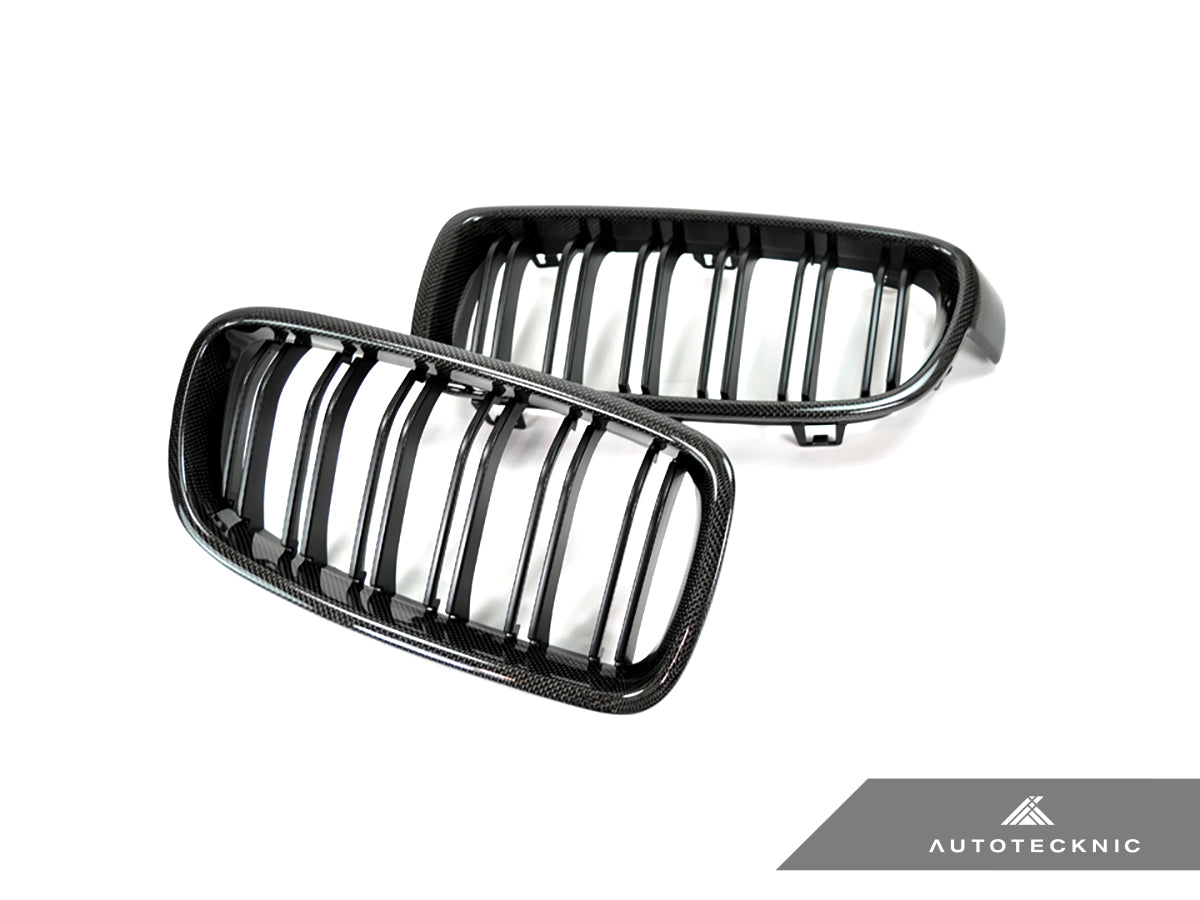 AutoTecknic Dual-Slats Carbon Front Grille Set - F30 3-Series Sedan | F31 3-Series Wagon