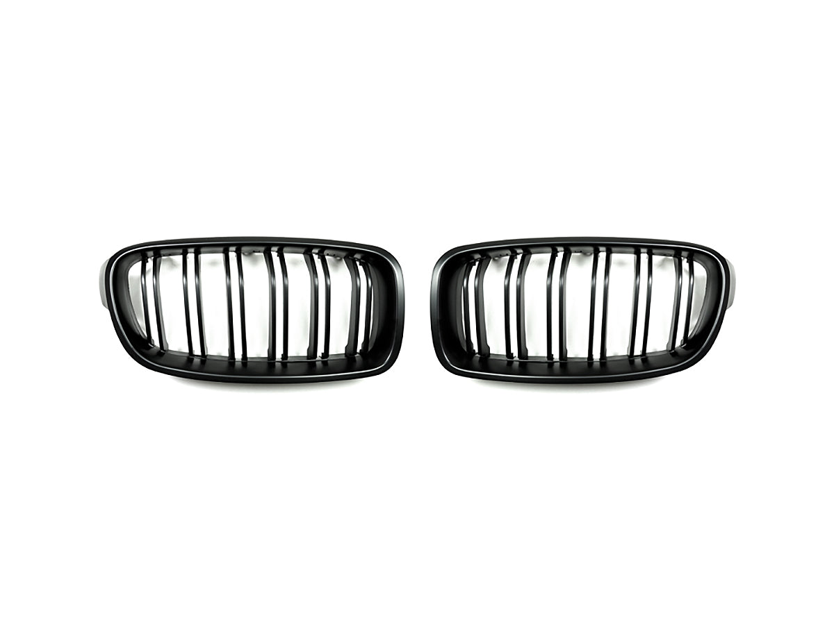 AutoTecknic Dual-Slats Stealth Black Front Grille Set - F30 3-Series