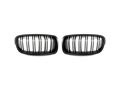 AutoTecknic Dual-Slats Stealth Black Front Grille Set - F30 3-Series