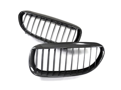 AutoTecknic Carbon Fiber Front Kidney Grille Pair - BMW E63 6 Series (2004-2010) / E64 6 Series (2005-2010) / E63 M6 (2006-2010) / E64 M6 (2007-2010)