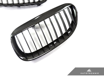 AutoTecknic Carbon Fiber Front Kidney Grille Pair - BMW E63 6 Series (2004-2010) / E64 6 Series (2005-2010) / E63 M6 (2006-2010) / E64 M6 (2007-2010)