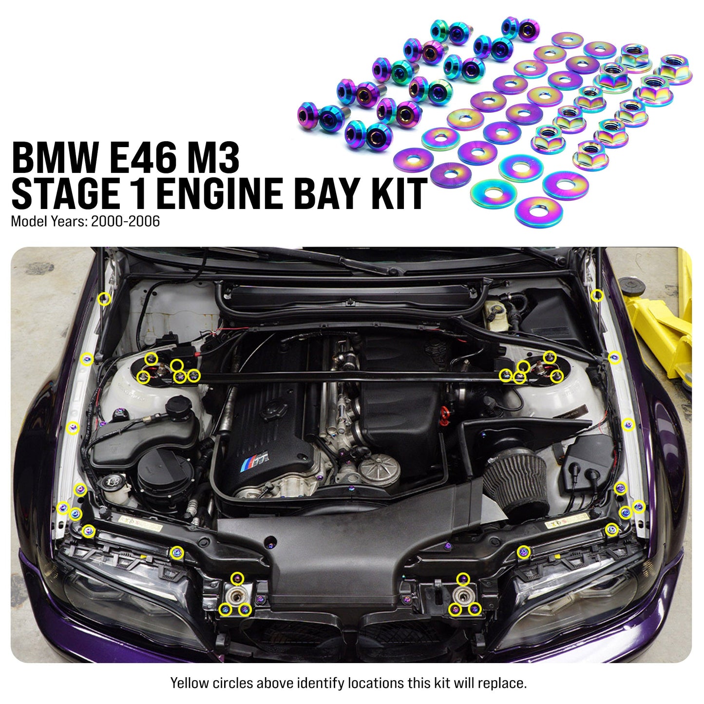 Stage 1 Titanium Hardware Engine Bay Kit - BMW E46 M3 (2000-2006)