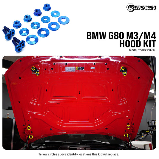 Dress Up Bolts Titanium Hardware Hood Kit - BMW G80 M3 (2021+) BMW-034-Ti-BLK