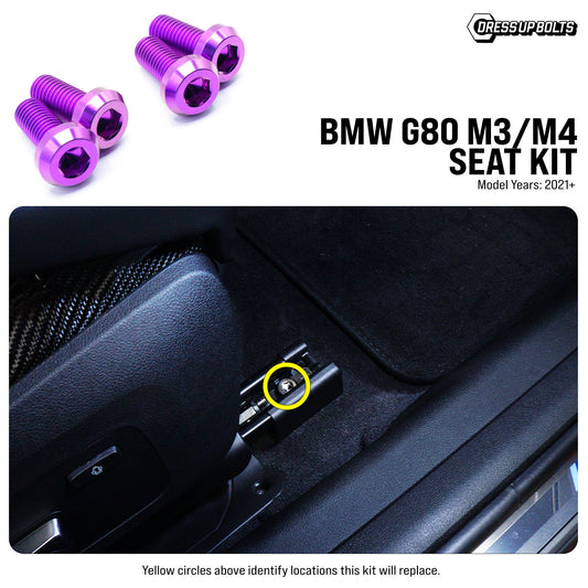 Dress Up Bolts Titanium Hardware Seat Kit - BMW G80 M3 (2021+) BMW-036-Ti-BLK