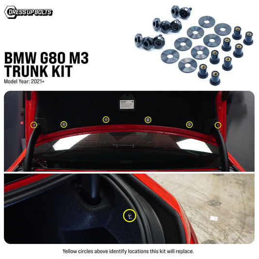 Dress Up Bolts Titanium Hardware Trunk Kit - BMW G80 M3 (2021+) BMW-037-Ti-BLK