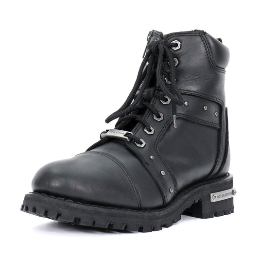 Ladies Studded Outlaw Black Logger Boots - BTL1010