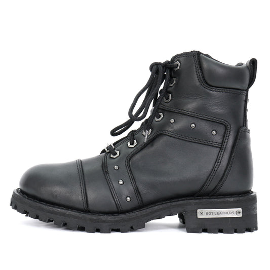 Ladies Studded Outlaw Black Logger Boots - BTL1010