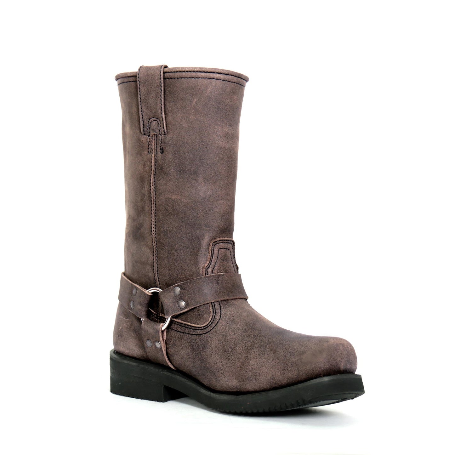 Men's Dust Rider Stone-Wash Brown Harness Boots - BTM1003