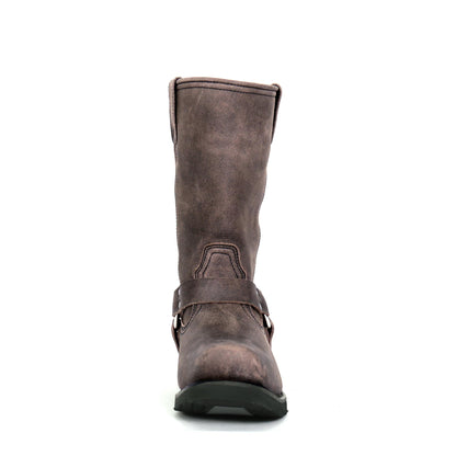 Men's Dust Rider Stone-Wash Brown Harness Boots - BTM1003