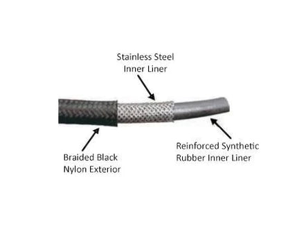 -12AN Black Nylon Braided Flex Hose with Reinforced Rubber Liner - 50 Foot Length