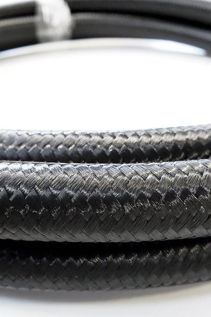 -8AN Black Nylon Braided Flex Hose with Reinforced Rubber Liner - 5 Foot Length