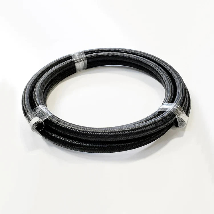 -6AN Black Nylon Braided Flex Hose with Reinforced Rubber Liner - 20 Foot Length