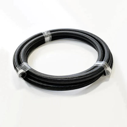 -12AN Black Nylon Braided Flex Hose with Reinforced Rubber Liner - 50 Foot Length