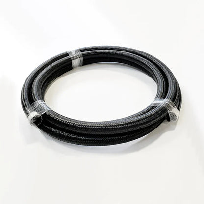 -16AN Black Nylon Braided Flex Hose with Reinforced Rubber Liner - 20 Foot Length