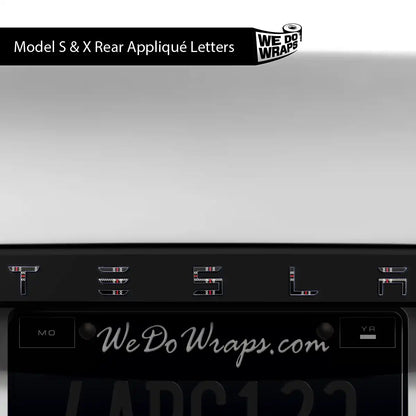 Black Plaid Tesla Emblem Decals (Front + Back) | Model S