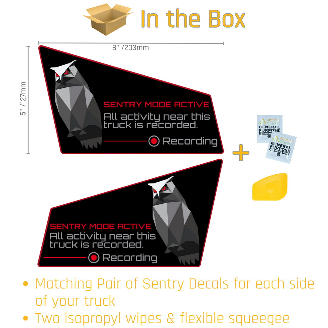 Sentry Decals for Cybertruck (sold in pairs)