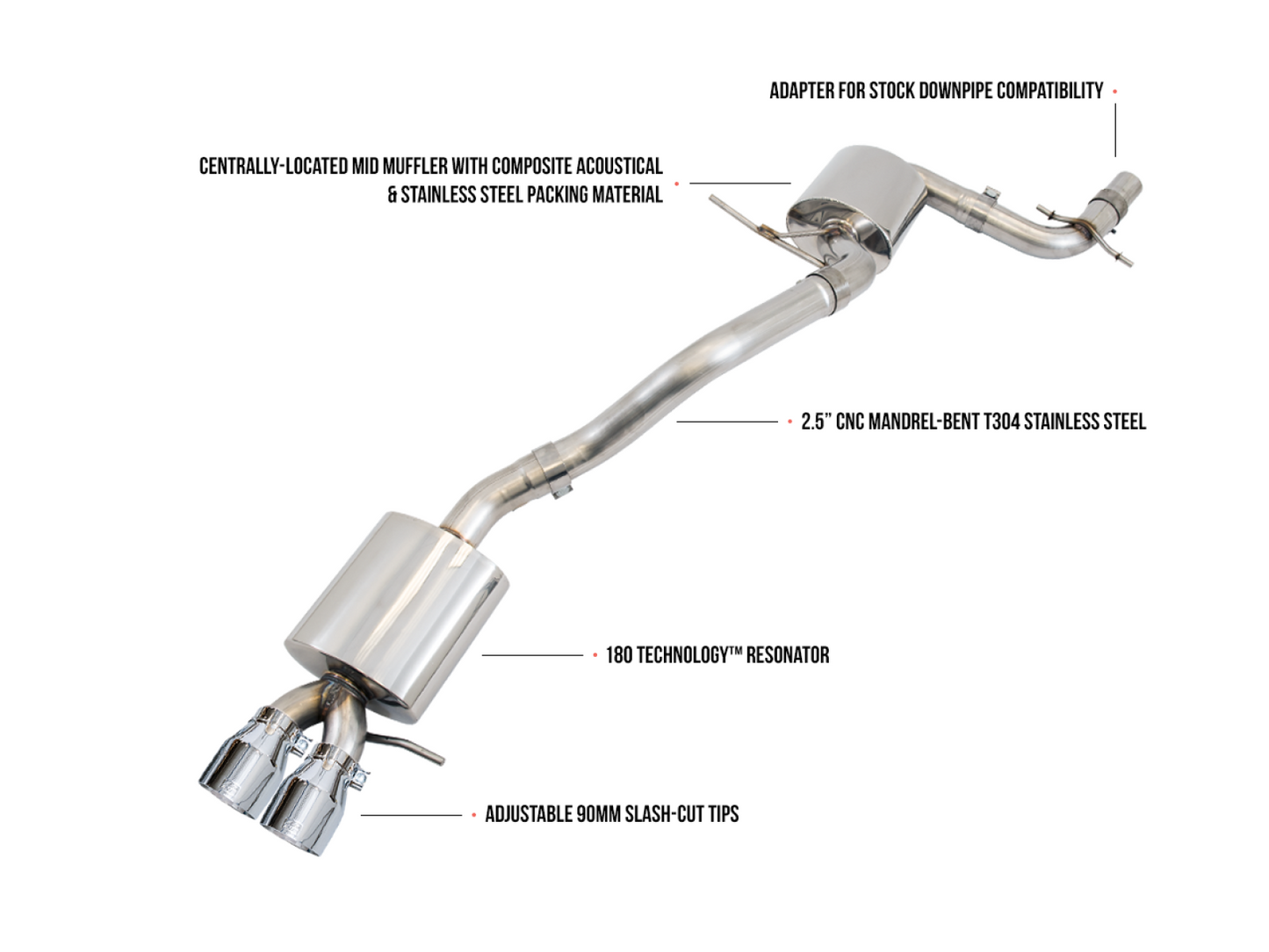 AWE Tuning Touring Edition Exhaust for MK5 Jetta 2.0T - GLI - Polished Silver Tips 3015-22062