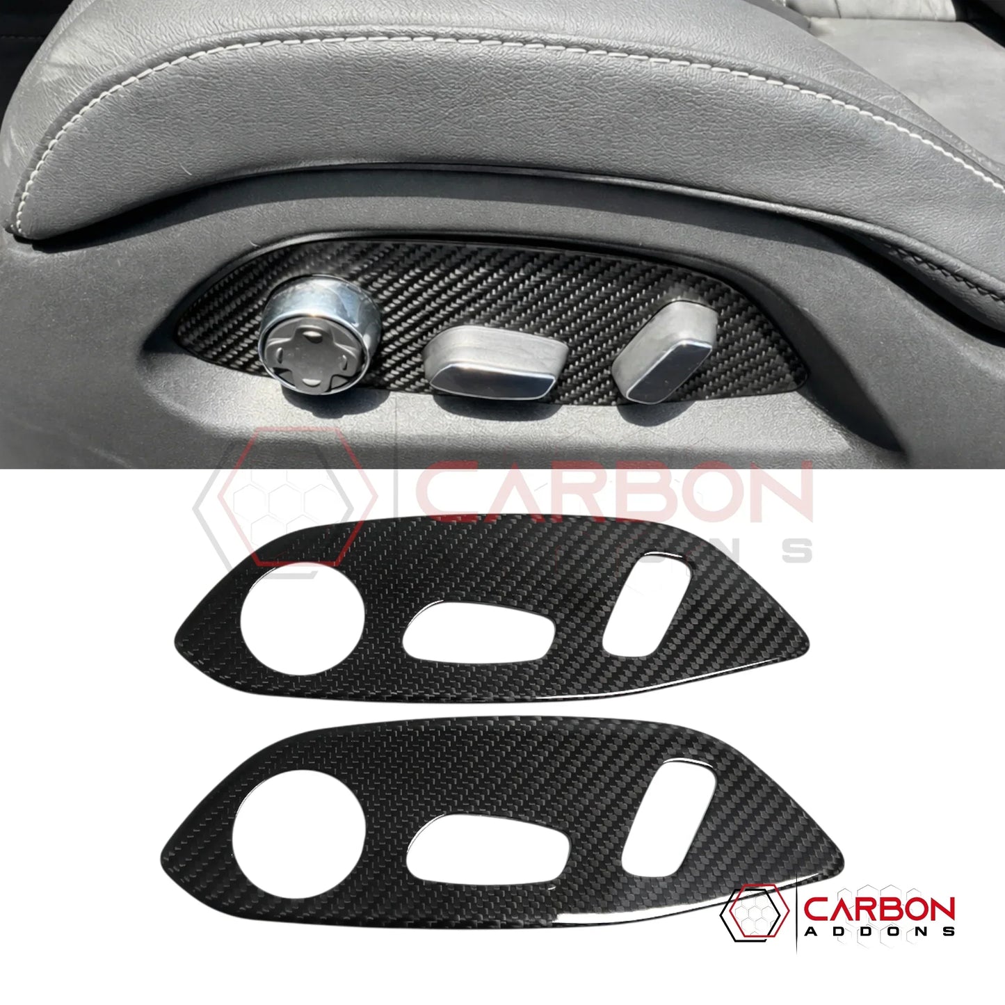 C8 Corvette Real Carbon Fiber Seat Control Adjuster Trim Covers | Interior Upgrade (2020–2026)