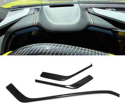 C8 Corvette Real Carbon Fiber Upper Dashboard Trim Covers (3-Piece Set) | (2020–2025)