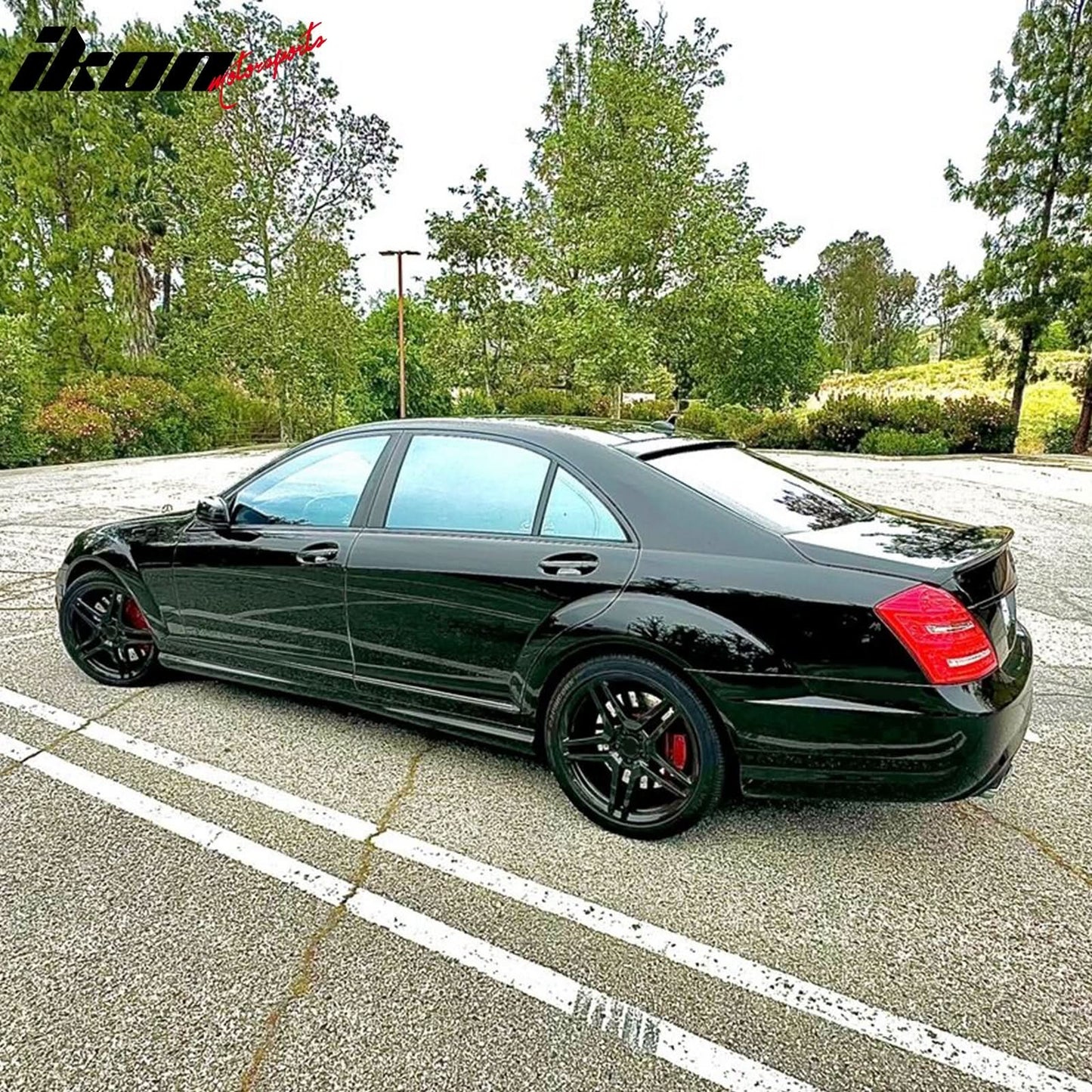Fits 07-13 W221 Trunk Spoiler & L Type Roof Wing #040 Black