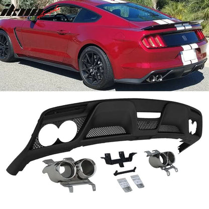2015-2017 Ford Mustang Rear Bumper Diffuser w/ Dual Exhaust Pipes