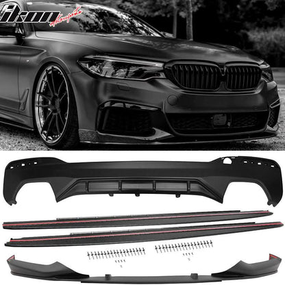 2017-2020 BMW G30 MP Style Front Lip & Side Sill & Type1 Diffuser