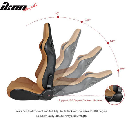 Universal Brown Racing Seat with Dual Slider 6 Point Cam-lock Belt PU