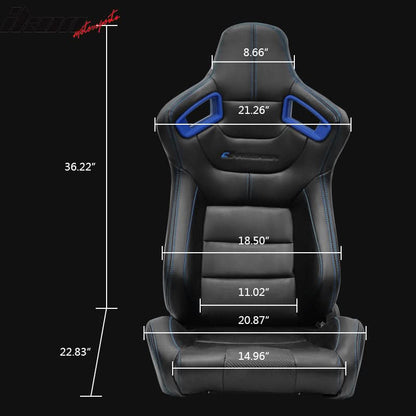 Universa Blue Bezell Racing Seat Dual Slider Buckle Belt PU Carbon
