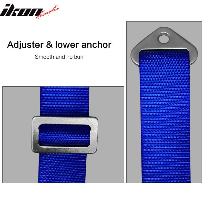 Universal Blue Bezel Racing Seat Dual Slider Cam-lock Belt PU Carbon