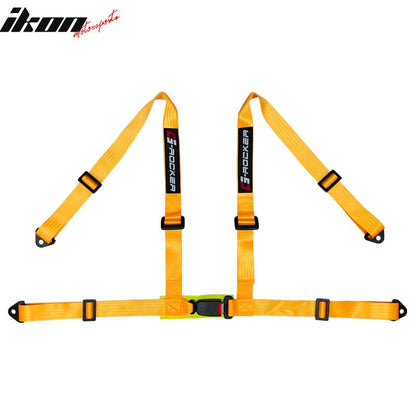 Universal Orange Bezel Racing Seat Dual Slider Buckle Belt PU Carbon