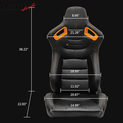 Universal O. Bezel Racing Seat Dual Slider Cam-lock Belt PU Carbon