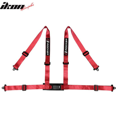 Universal Red Bezel Racing Seat Dual Slider Buckle Belt PU Carbon