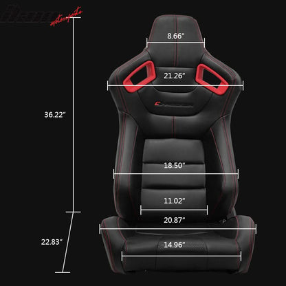 Universal Racing Seat Dual Slider 5 Point Cam-lock Belt PU Carbon