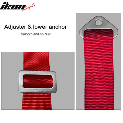 Universal Red Bezel Racing Seat Dual Slider Cam-lock Belt PU Carbon